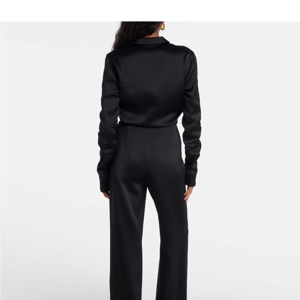 Toteme Black Satin Trousers with Elegant Wide-Leg Design - Picture 3 of 4